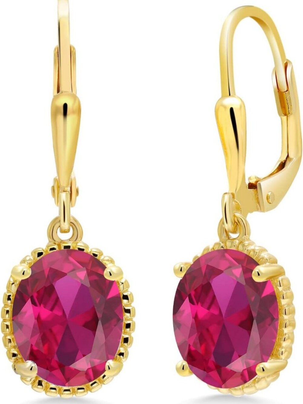 Elegant 18K Gold Plated Drop Dangle Earrings with Oval Gemstone | Perfect Gift
